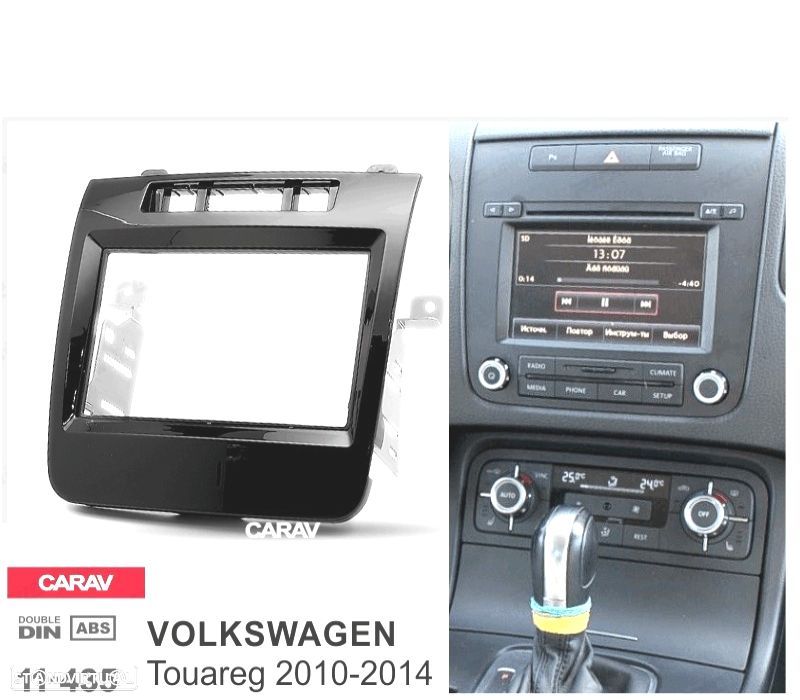 MOLDURA ADAPTADOR PRETO BRILHO PARA RADIO 2-DIN PARA VOLKSWAGEN VW TOUAREG 10-14 - 2