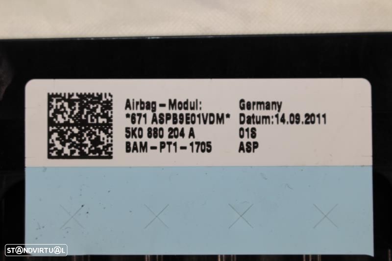 Airbag De Passageiro Volkswagen Golf Vi (5K1)  5K0880204a / 5K0 880 20 - 6