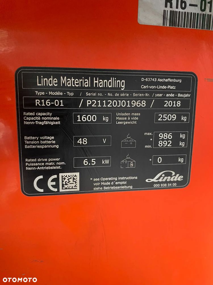 Linde R16 Reach truck wózek wysokiego składowania NOWA bateria - 32