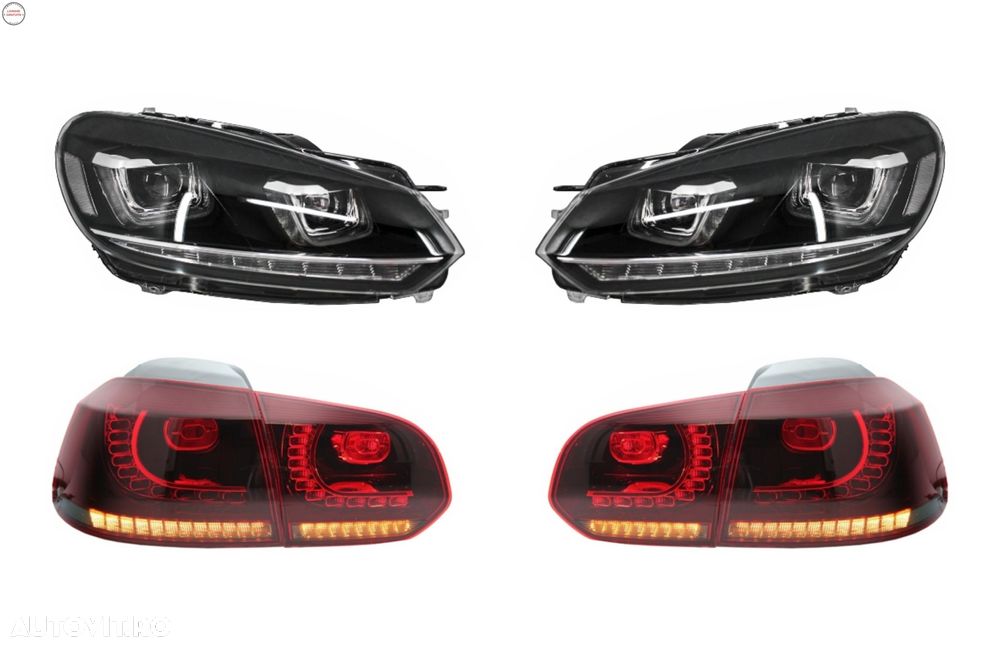RHD Faruri LED cu Stopuri Full LED Semnal Dinamic VW Golf 6 VI (2008-2013) R20 U D- livrare gratuita - 1