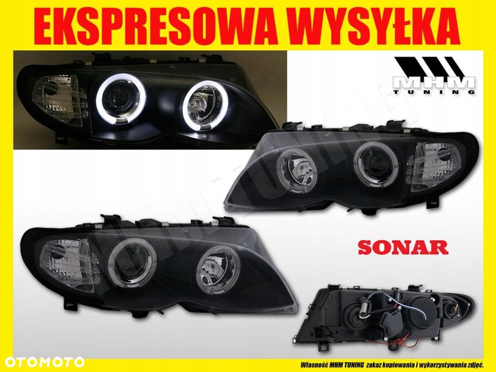 Reflektory Lampy kpl Soczewka Clear Black Tuning Bmw 3 E46 Lift Lci FL 01- - 3