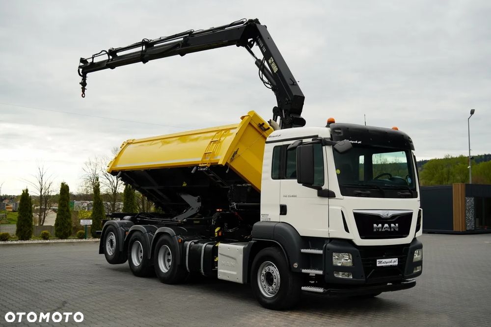 MAN TGS 32.400 / 8x4 / TRIDEM / WYWROTKA 2 STRONNA / HYDROBURTA / BORDMATIC + HDS HIAB 188 E-3D / ROTATOR  / PILOT / EURO 6 - 10