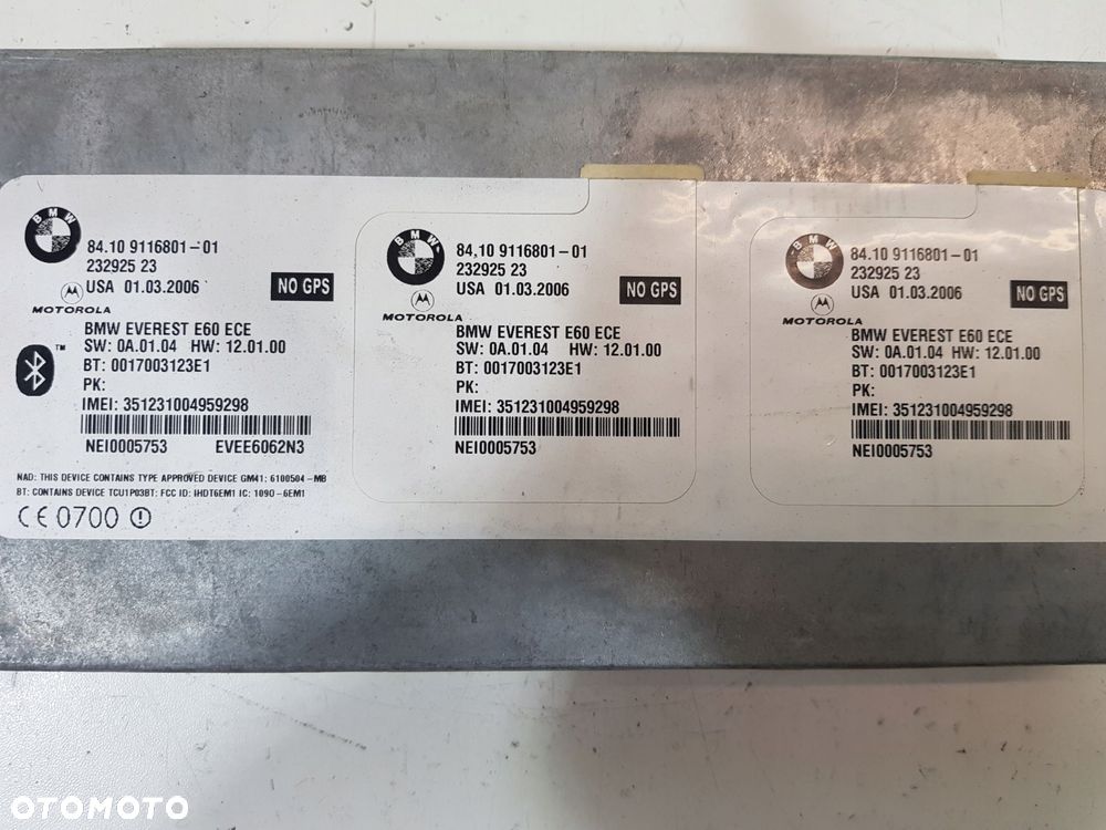 moduł telefonu bluetooth bmw e60 e61 e63 9116801 - 2