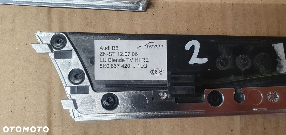 Listwa dekor drzwi komplet Piano Black Audi A4 B8 8K0867409J 8K0867420J 8K0867410J 8K0867419J - 8