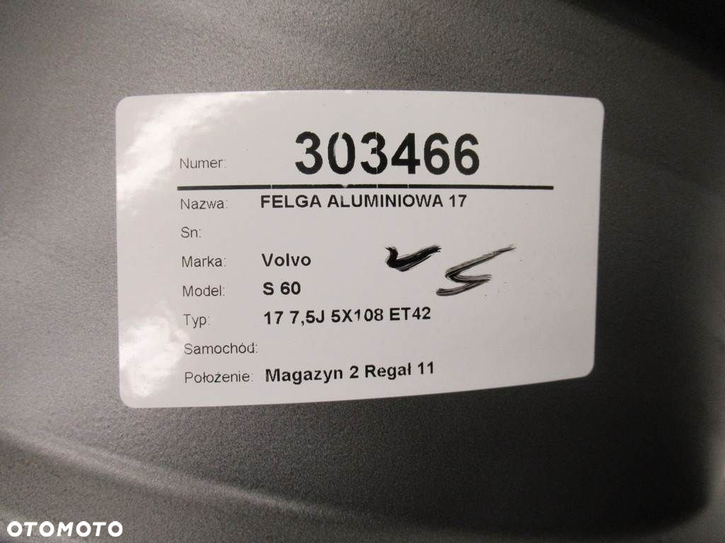 FELGA ALUMINIOWA 17 - 212.00 PLN - VOLVO S60 II (134) 2010 - 2018 - 11