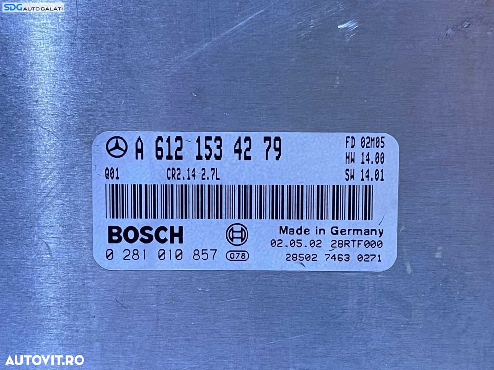 ECU Calculator Motor Mercedes W203 Clasa C Class C270 2.7 CDI 2001 - 2007 Cod A6121534279 0281010857 [L3626] - 3