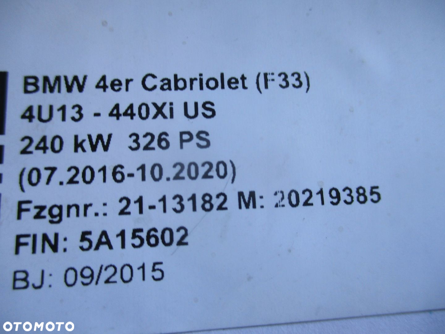 Silnik motor BMW F33 440 xi 326 PS B58B30B 20KM KOMPLETNY - 10