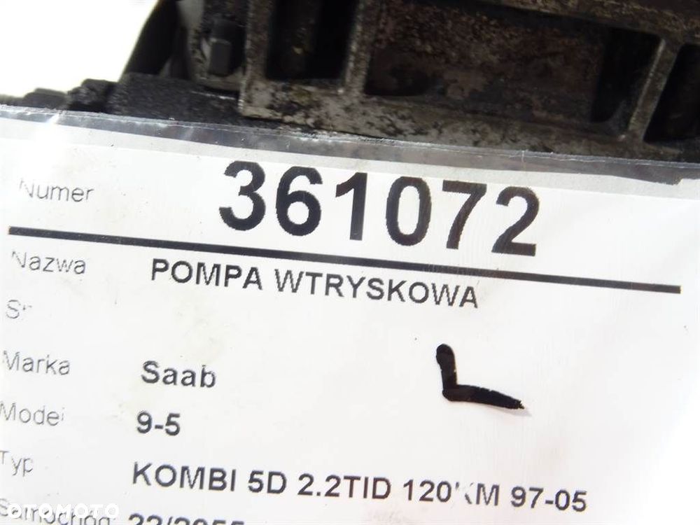 POMPA WTRYSKOWA  SAAB 9-5 Kombi (YS3E) 1998 - 2009 2.2 TiD 88 kW [120 KM] olej napędowy 2002 - 2009 - 5