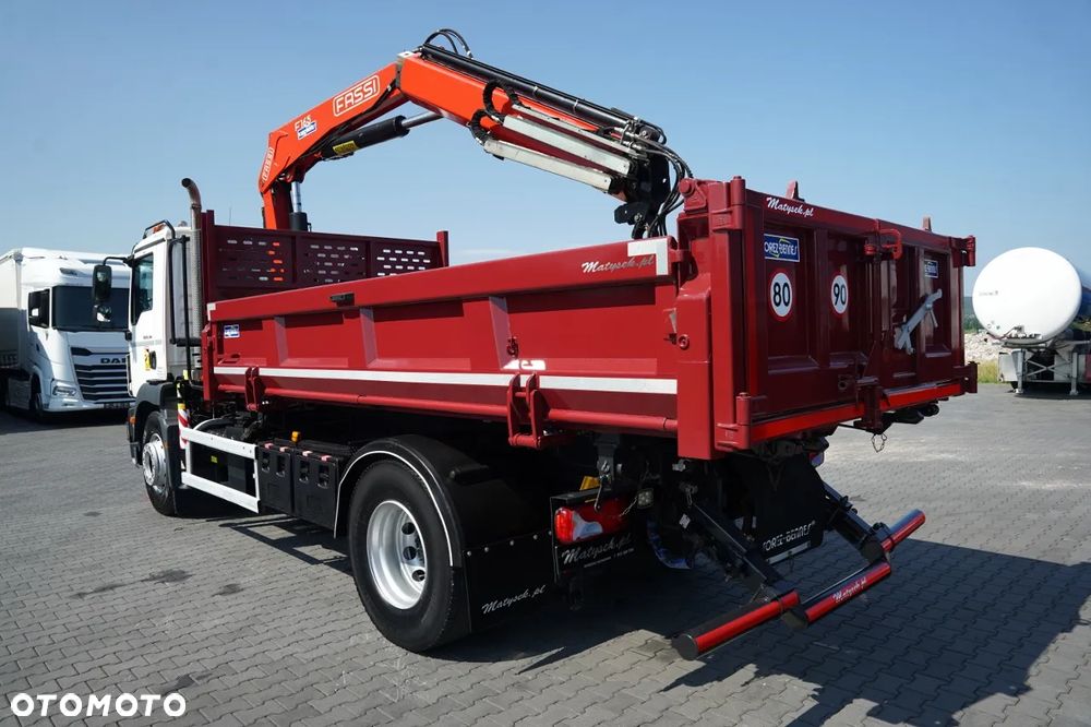 MAN TGM 18.340 / 4X2 / WYWROTKA 3 STRONNA / HYDROBURTA / BORDMATIC + HDS FASSI F165.0.22 / ROTATOR / CHWYTAK / PILOT / EURO 6 - 11