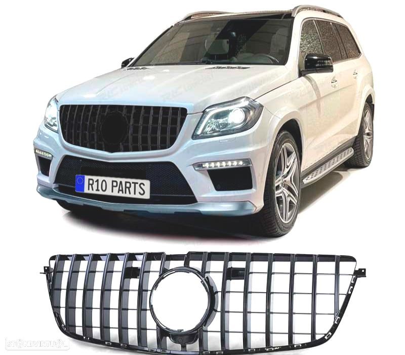 GRELHA FRONTAL MERCEDES GL X166 12-15 LOOK GT PRETO BRILHO - 1