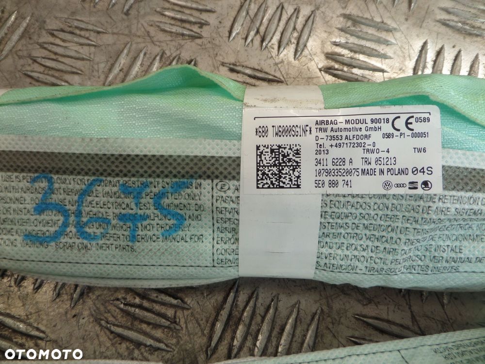 kurtyna poduszka airbag lewa kierowcy skoda octavia iii 5e kombi 5e0880741 - 3