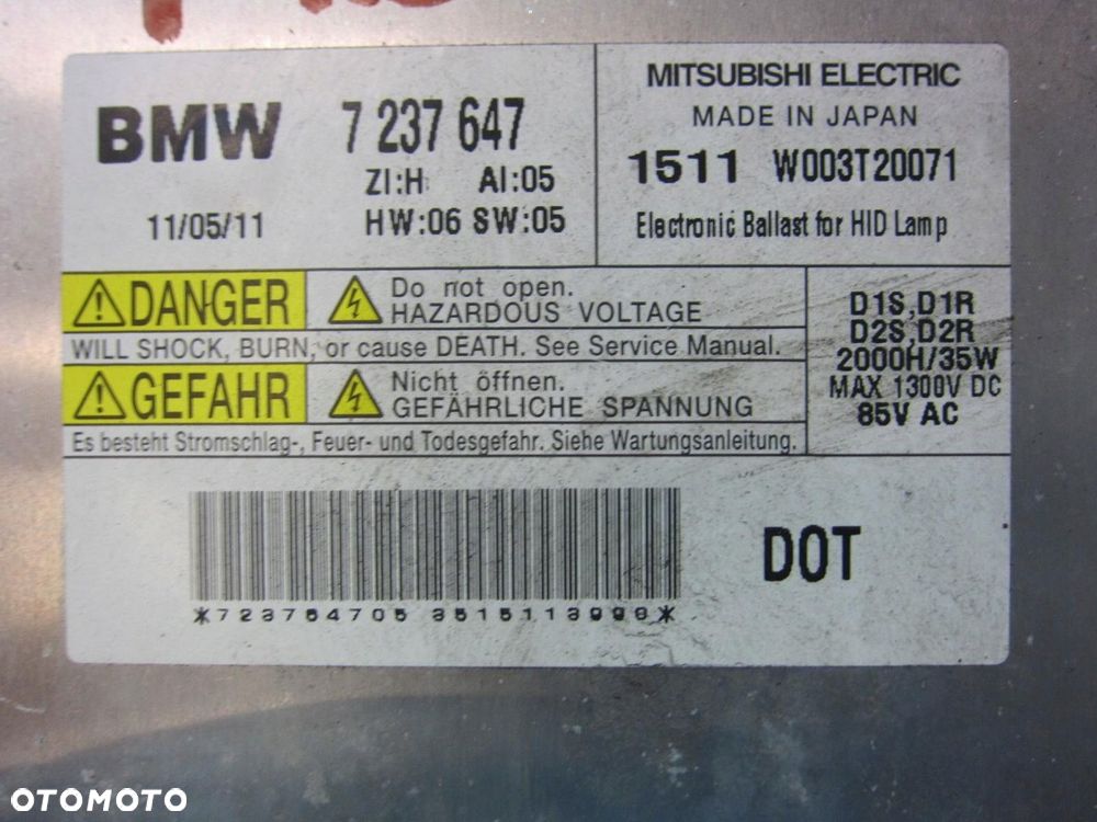 BMW F10 E90 F20 F01 X1 PRZETWORNICA STEROWNIK XENON 7237647 63117237647 - 4