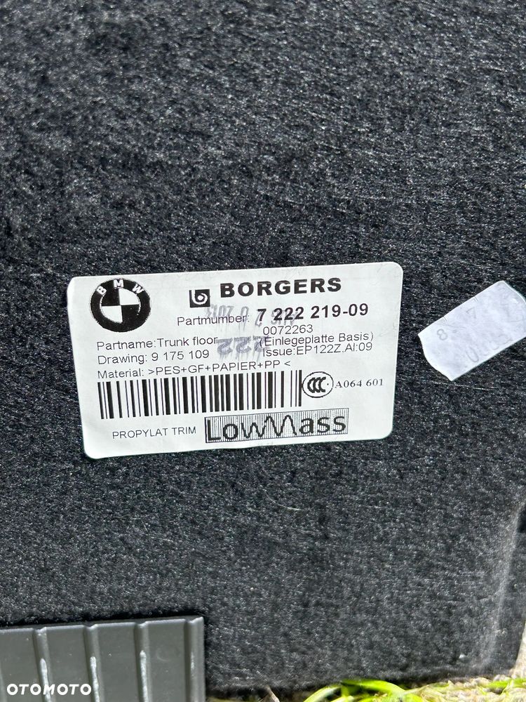 BMW F25 PODŁOGA WYKŁADZINA BAGAŻNIKA 7222219 - 3