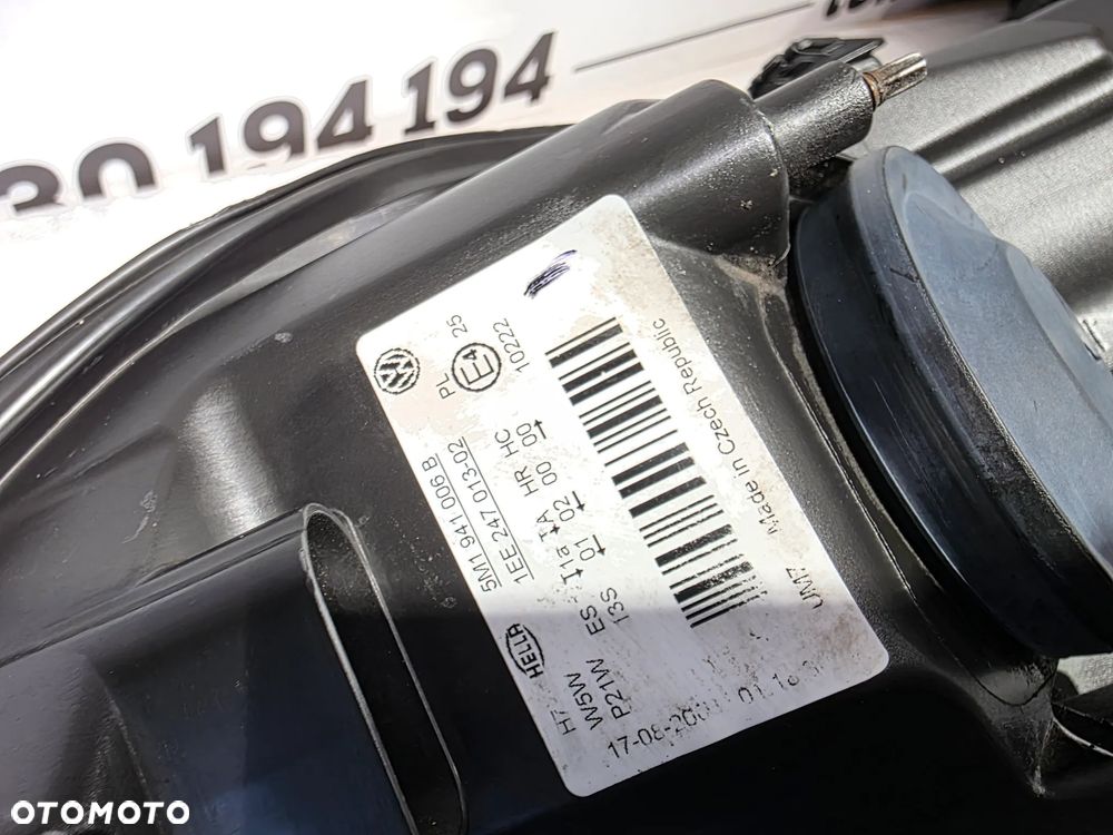 VW GOLF V 5 PLUS + 5M0 04-08 PRAWA LAMPA PRZEDNIA PRZÓD HELLA NR 5M1941006B NR AUKCJI LPP360 - 14