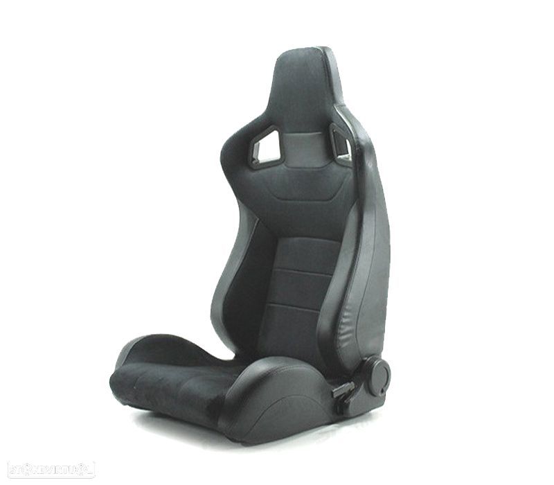 KIT BANCO SEMI BAQUET BACKET TIPO RS EM PELE E ALCANTRA PRETA - 2