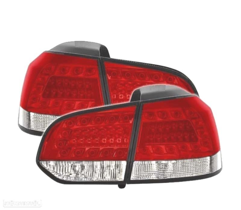 FAROLINS TRASEIROS LED PARA VOLKSWAGEN VW GOLF 6 MK VI 08-12 VERMELHO BRANCO - 1