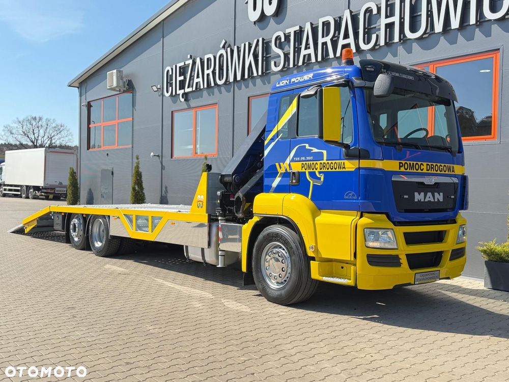 MAN TGS TGX 26.360 E5 laweta uniwersalna + Dźwig HDS HMF 1420 K2 / pomoc drogowa / kran krane dzwig hds żuraw - 2