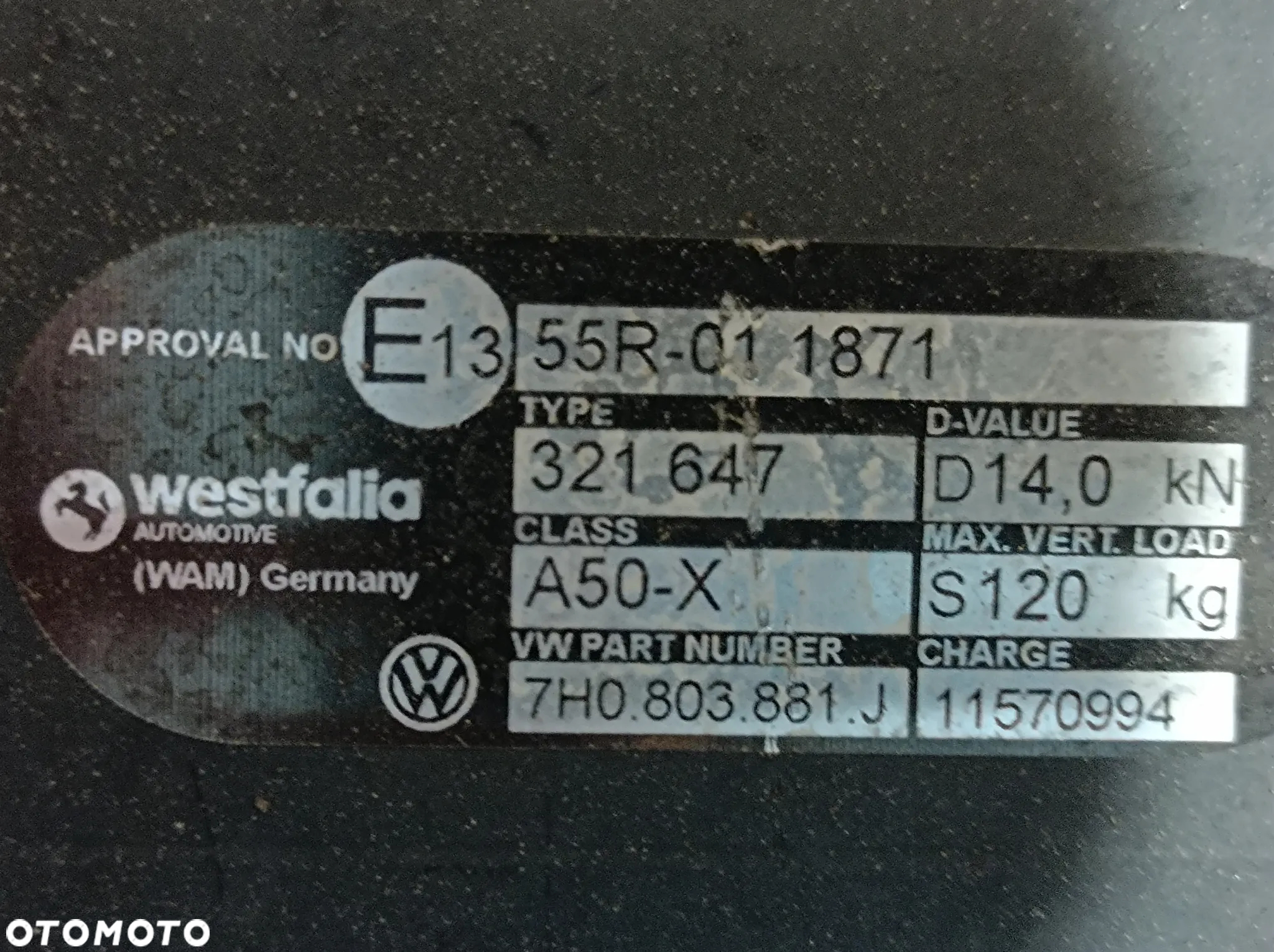 VW T5 T6 belka hak holowniczy wypinany WESTFALIA 7H0803881J - 10