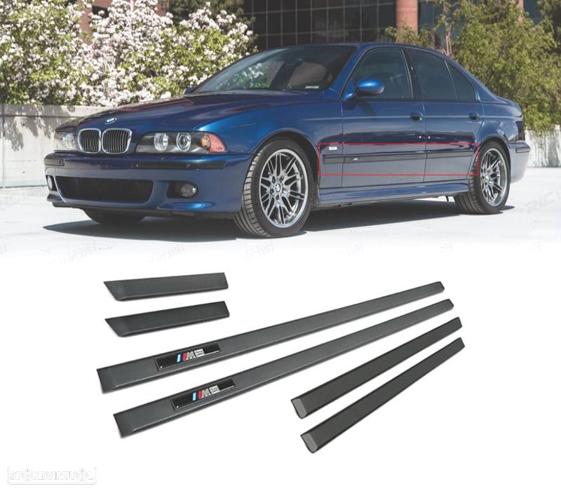 FRISOS LATERAIS DE PORTA BMW E39 SEDAN LOOK M5 PRETO MATE - 1