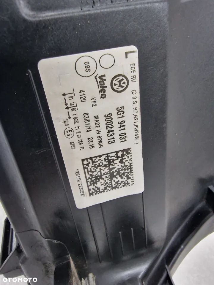 VW GOLF VII 75G0 12- LEWY BI-XENON BIXENON NIESKRĘTNY LEWA LAMPA PRZEDNIA PRZÓD , NR 5G1941031 , NR AUKCJI LL232 - 27