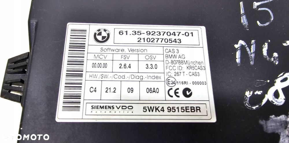 Bmw E87 Lci Zestaw Startowy Komputer Kluczyk Sterownik Cas 118D N47 Nr 441 - 3