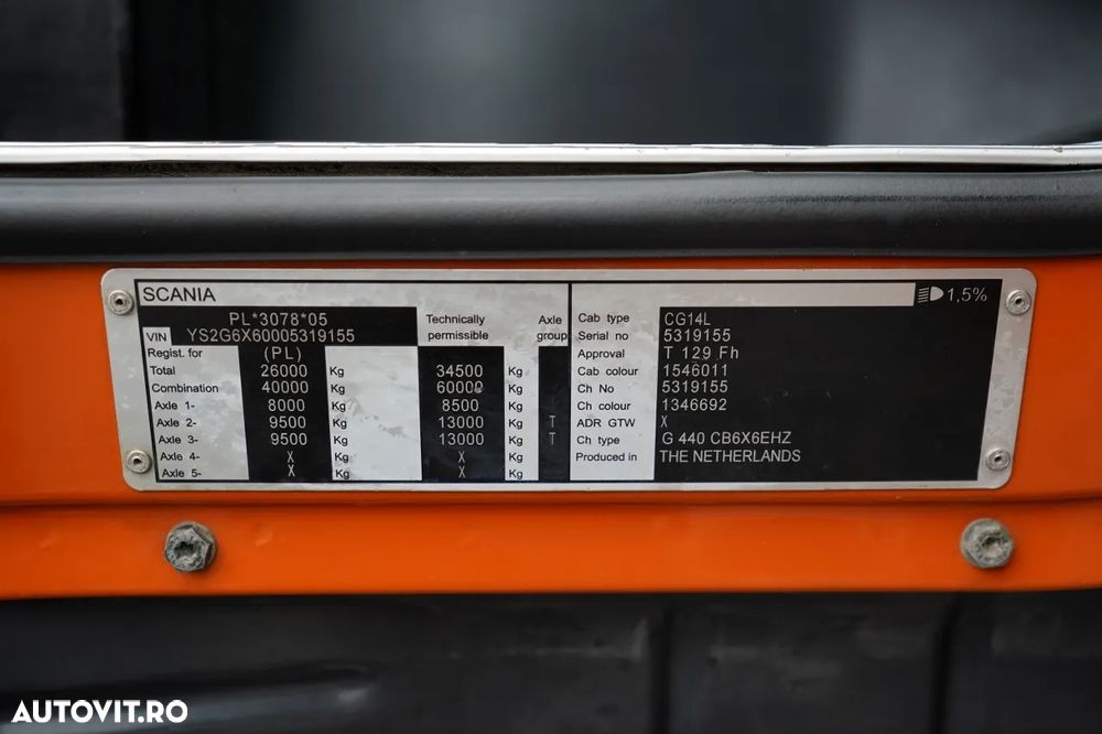 Scania G 440 / 6x6 / BASCULĂ TRIPLU / 2X HIDRODROBOOTS / BOARDMATIC / 100% ANVELOPE / MANUALĂ - 38