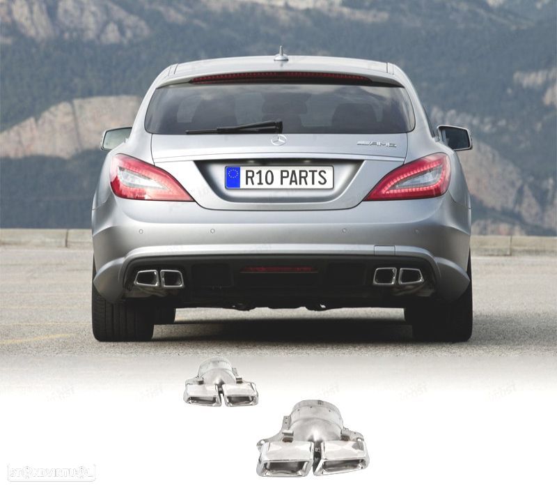 PONTEIRAS DE ESCAPE MERCEDES CLASSE CLS W218 11-14 LOOK AMG CROMADO - 1