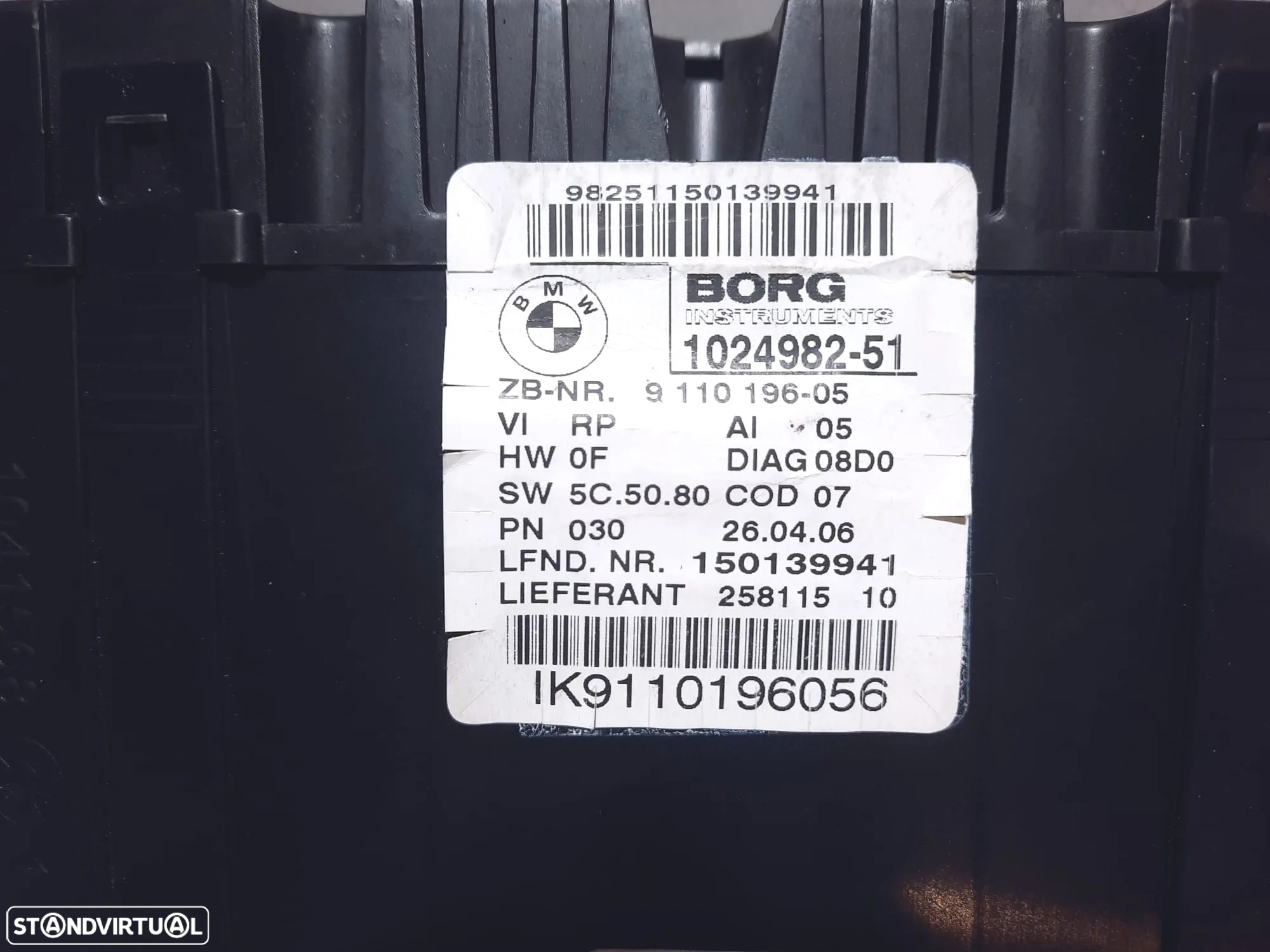 QUADRANTE MOSTRADORES PAINEL INSTRUMENTOS MPH KM BMW SERIE 1 E87  E82 E88 DIESEL 911019605 IK9110196056 - 4