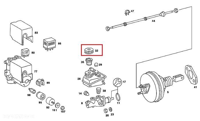 MERCEDES STARSZE MODELE Korek nakretka zbiornika plynu hamulcowego OE - 2