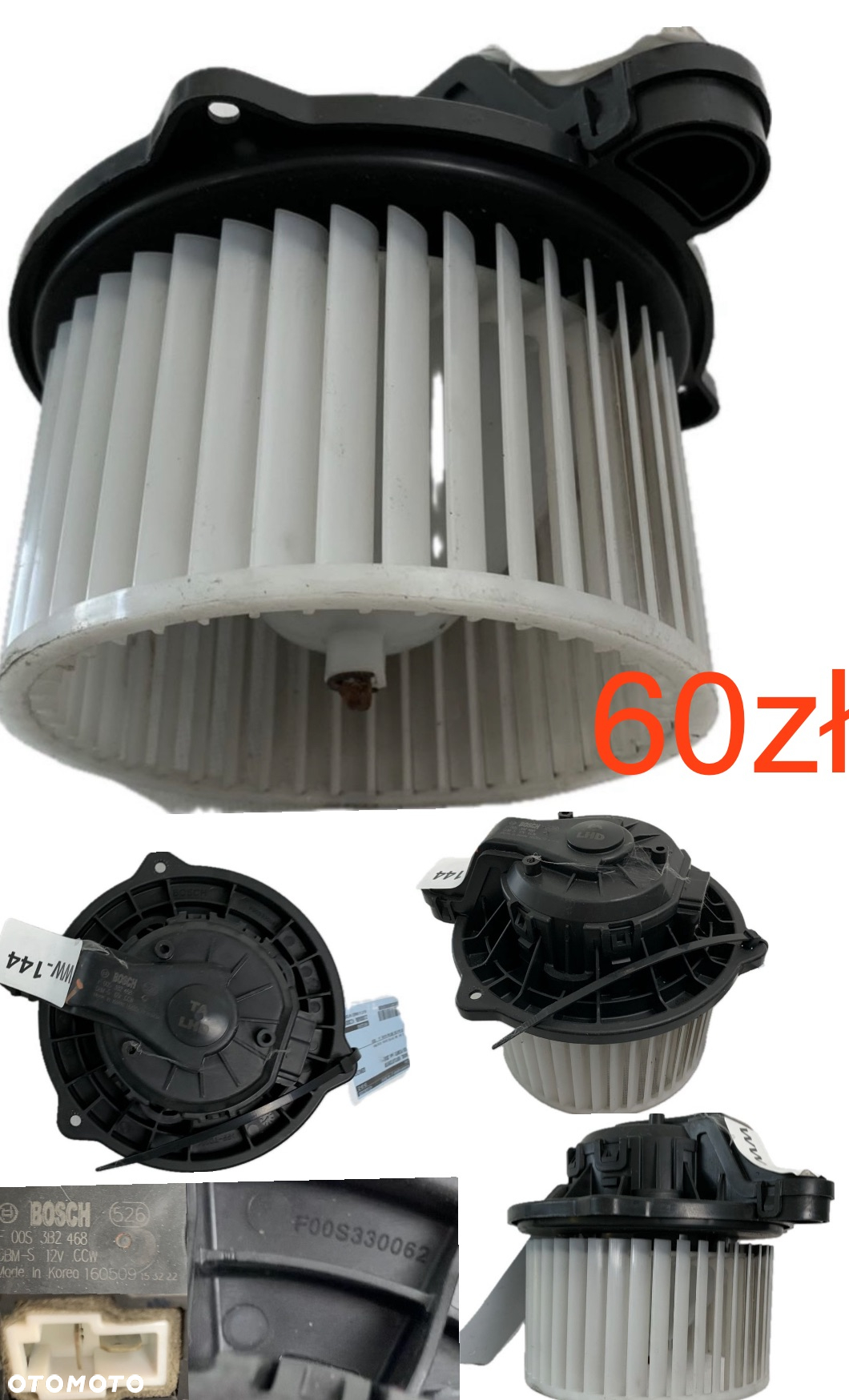 Wentylator dmuchawa nagrzewnicy Nissan Micra K14 2016-2022r Kia Picanto II 2011-2015r Hyundai i30 II 2011-2017r Nissan Leaf II NV BMW F20 F21 F30 F31 2011-2018r Renault Clio V Captur II Talisman Kadjar Megane IV 2015-2022r Opel Combo IV 2018r-> Peugeot 3008 Expert 2018r-> Citroen Jumpy II 2018r-> Toyota Proace 2018r->  Oryginał - 3