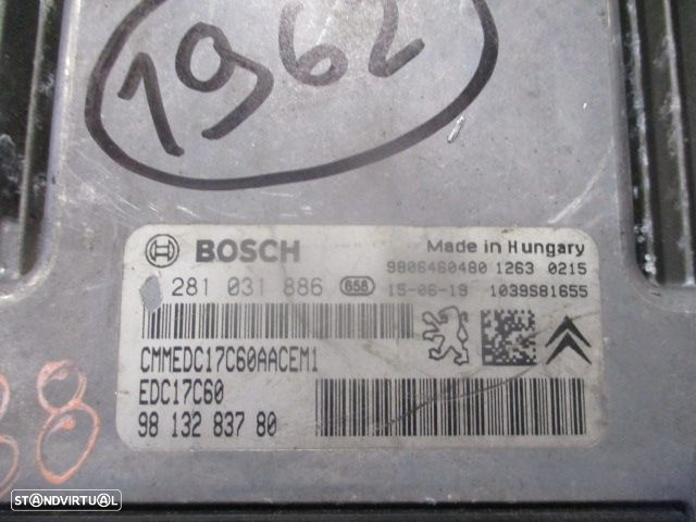Centralina 0281031886  9813283780  9806460480 PEUGEOT 308 2015 1.6 HDI 120CV 5P CINZA BOSCH - 3