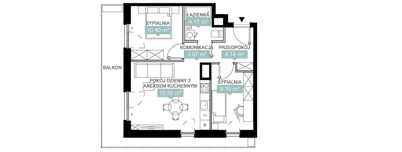 3-pokojowe mieszkanie 51m2 + balkon Bezpośrednio - Pełny obrazek: 2/12