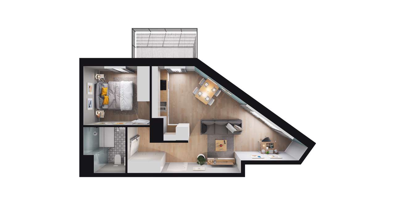 1-pokojowe mieszkanie 43m2 + balkon Bez Prowizji - Pełny obrazek: 3/12