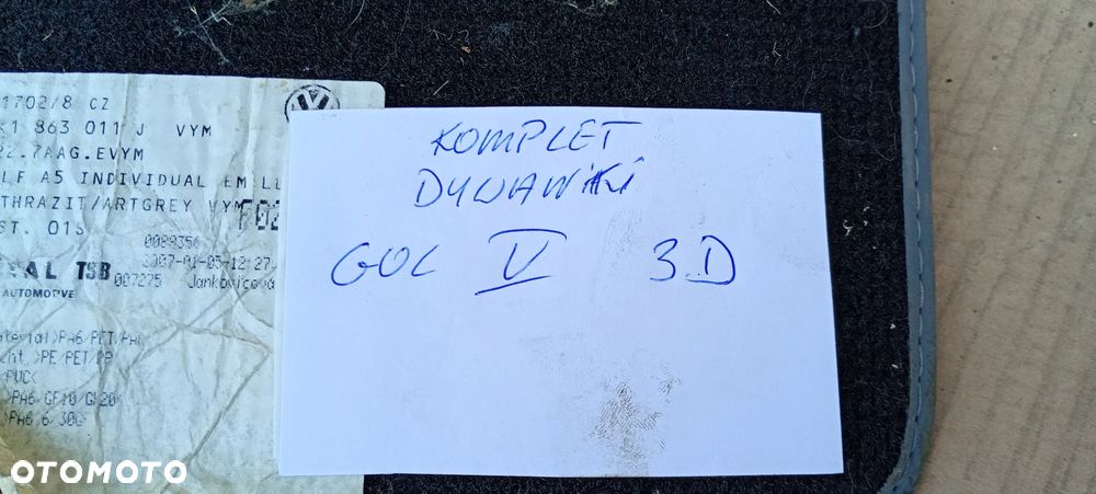 Dywaniki wycieraczki wykładziny oryginał komplet VW 1K1863011D Golf V 3D - 10