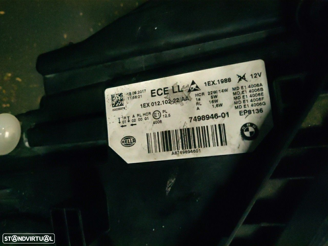 Farol Frente Direito / Otica Direita Bmw 3 (F30, F80)  7498946 / 1Ex01 - 4