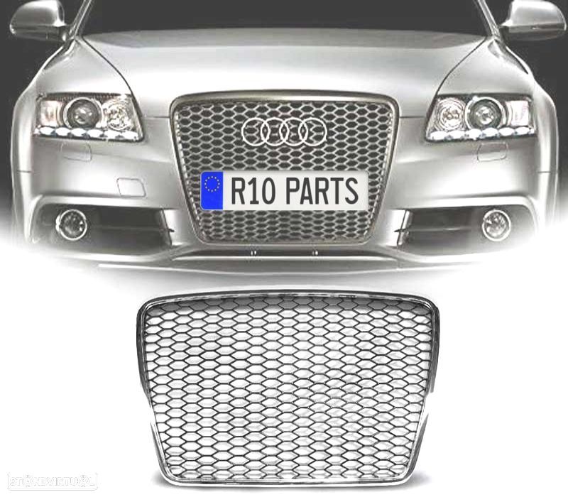 GRELHA FRONTAL AUDI A6 4F 08-11 LOOK RS6 CROMADA - 1