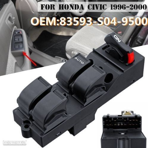 Comando dos vidros Honda Civic Cx Ex Hx Lx Si   1996-2000   NOVO - 1