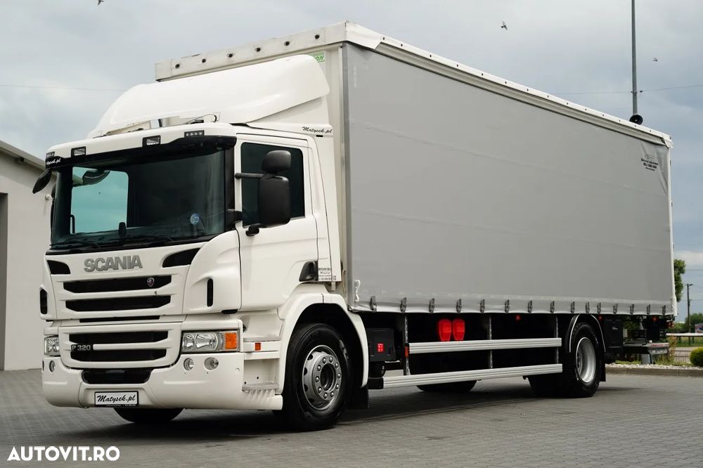 Scania P 320 / SOLO / CORTINĂ - 8.5 M / 4X2 / DHOLLANDIA LIFT / PODEA REZISTENTĂ / EURO 6 - 2