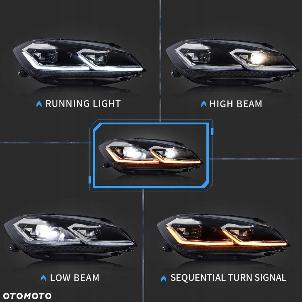 Reflektory Lampy kpl Vland Led + H7 Tuning Chrom Vw Golf VII 7 .5 5g0 Lift - 7
