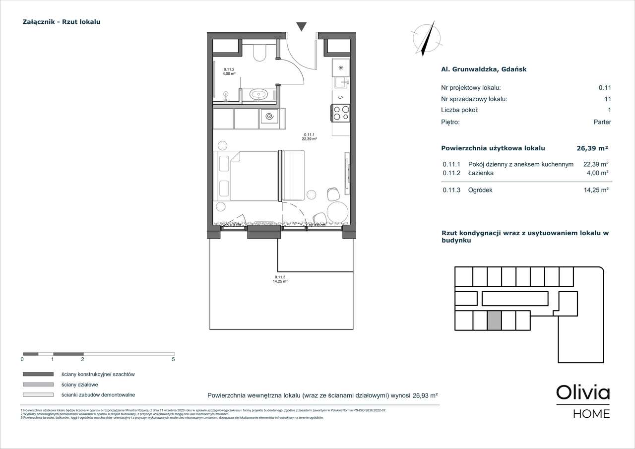1-pokojowy apartament inwestycyjny 25m2 + ogródek - Pełny obrazek: 2/15