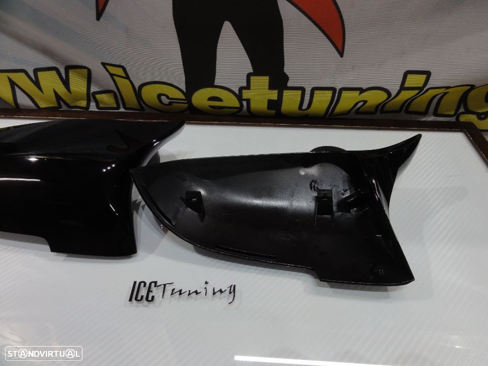 Capas, carcaça espelhos M4 look preto brilhante BMW F10 F11 F18 F07 (GT 5GT) F06 F12 F13 F01 F02 - 7