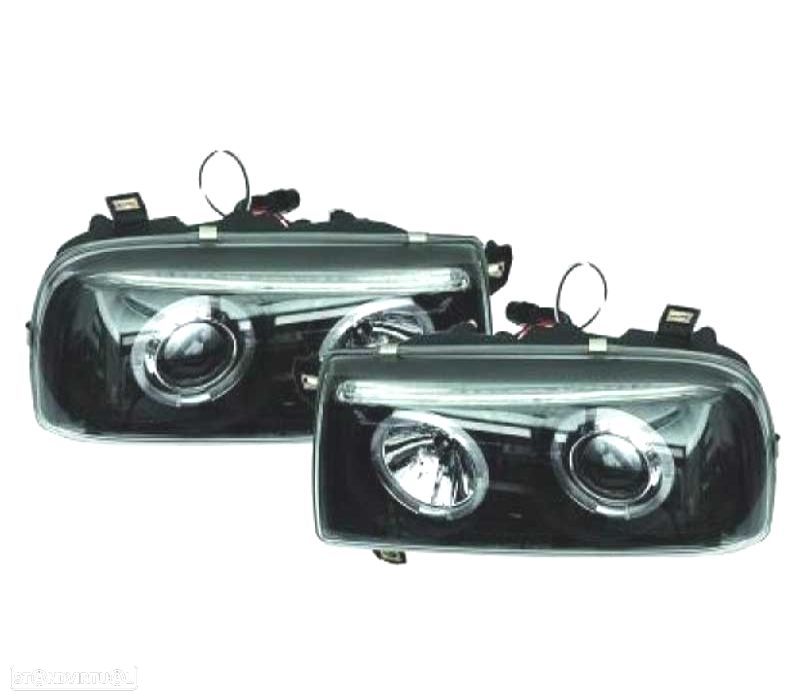 FARÓIS VOLKSWAGEN VW VENTO 92-98 ANGEL EYES FUNDO NEGRO - 3