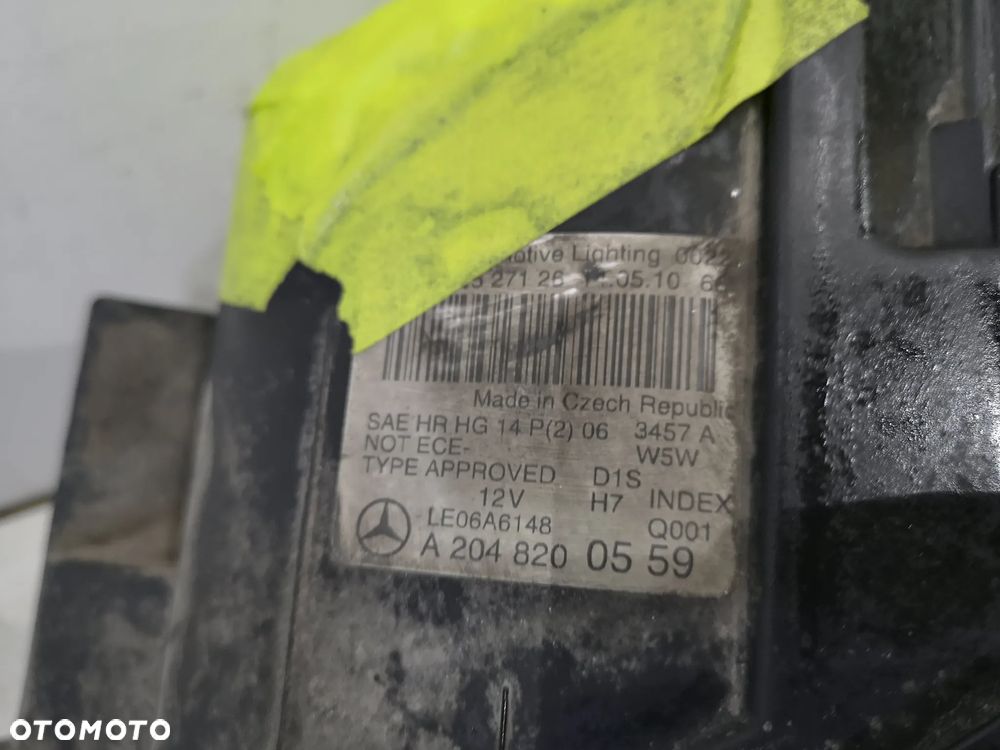 Lampa Lewa Mercedes Cklasa W204 A204 Xenon Bi-xenon nie skretny Przed Lifem Przód Przedia - 7