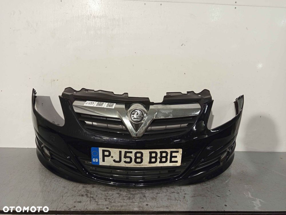 ^ ZDERZAK PRZÓD PRZEDNI OPEL CORSA D Z20R CZARNY HALOGENY DOKŁADKA ! - 1