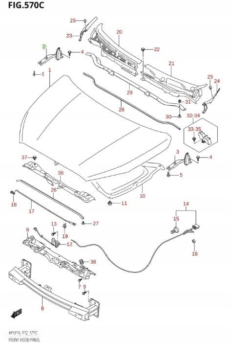 SUZUKI S-CROSS 2013 - ZAWIAS MASKI PRAWY - 4