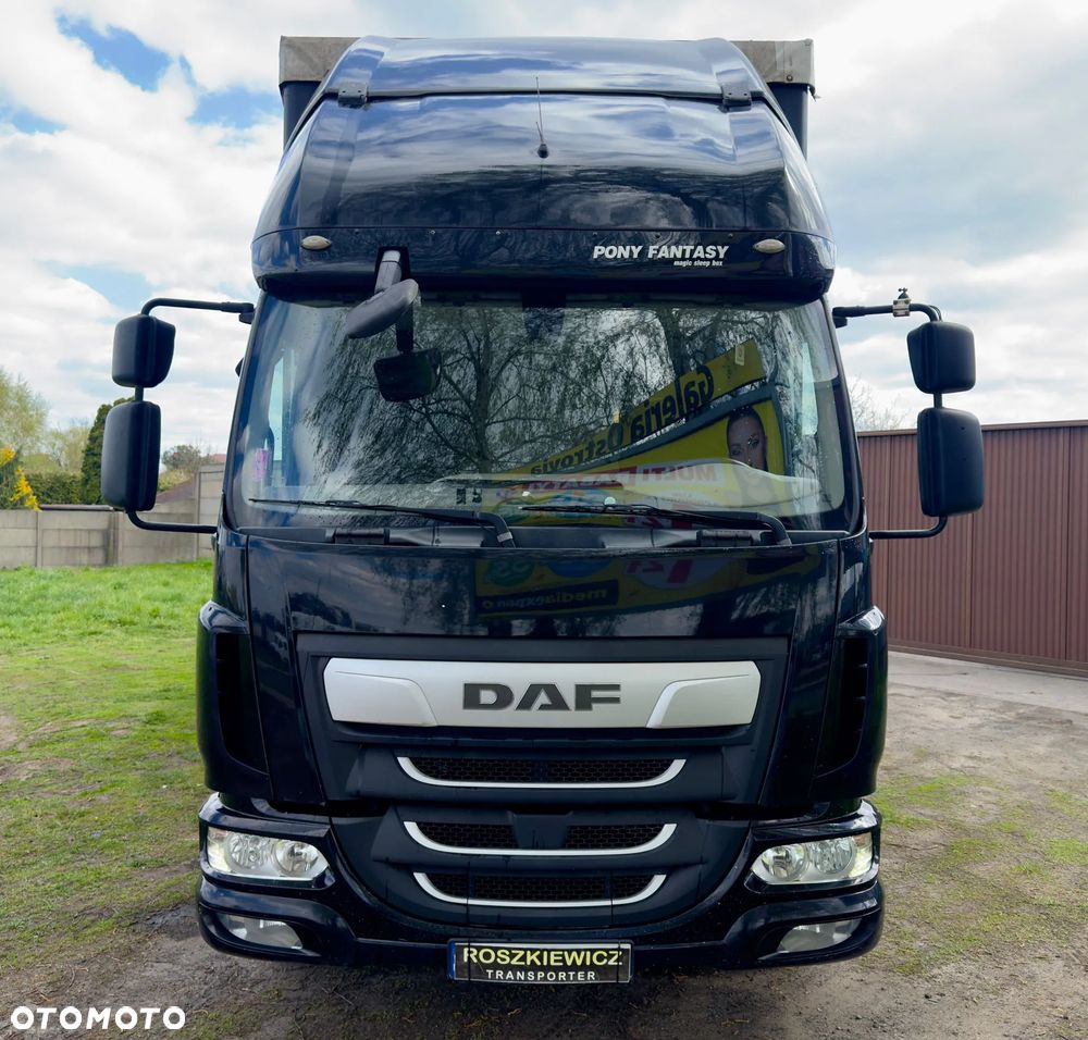 DAF LF 260 , WINDA ,18 EP, SALON PL ,Firanka obustronna + klamry, Bezwypadkowy  , Spanie z tyłu x2 , Dach otwierany , Drzwi - 2