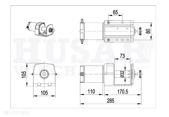troliu HUSAR WINCH 2500lbs (trage 1134kg) - 6