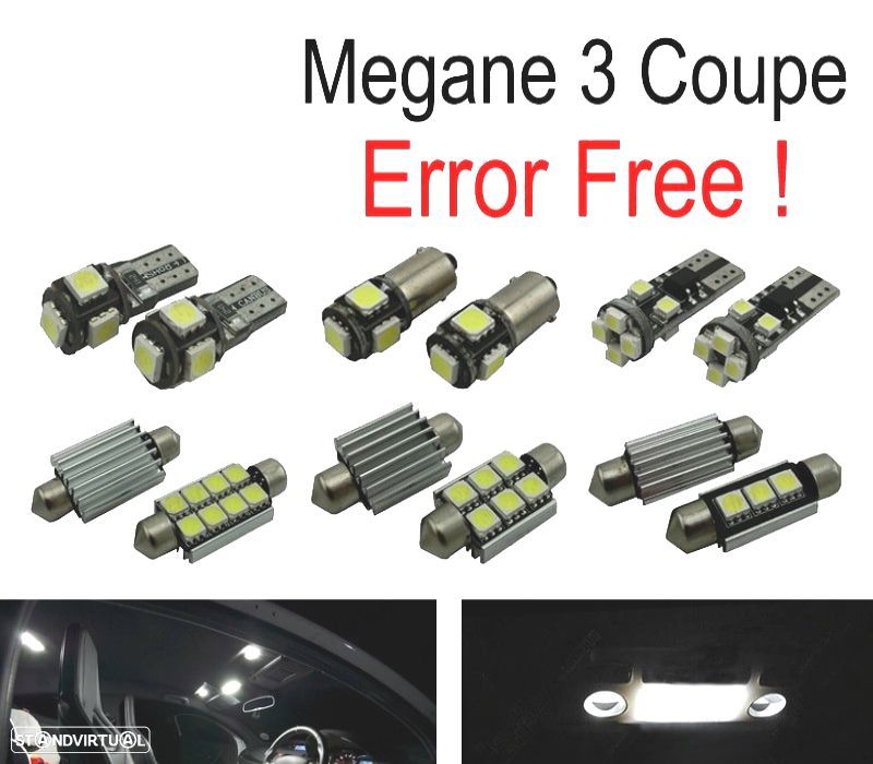 KIT COMPLETO DE 12 LÂMPADAS LED INTERIOR PARA 2009-2016 PARA RENAULT MEGANE III 3 MK3 COUPE - 1