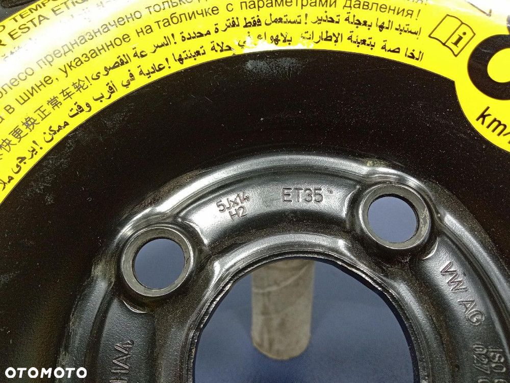 VW UP 16-  KOŁO DOJAZDOWE 4x100 5jx14 ET35 2140930 - 5