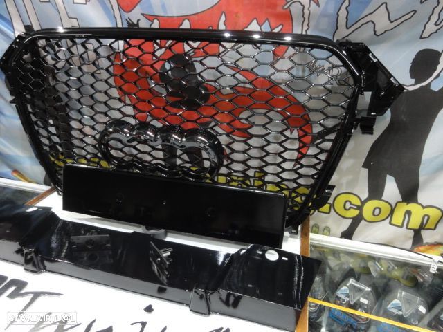 Grelha frontal AUDI A4/S4 B8 11-15 RS4 look com suporte para símbolo em preto brilhante - 10